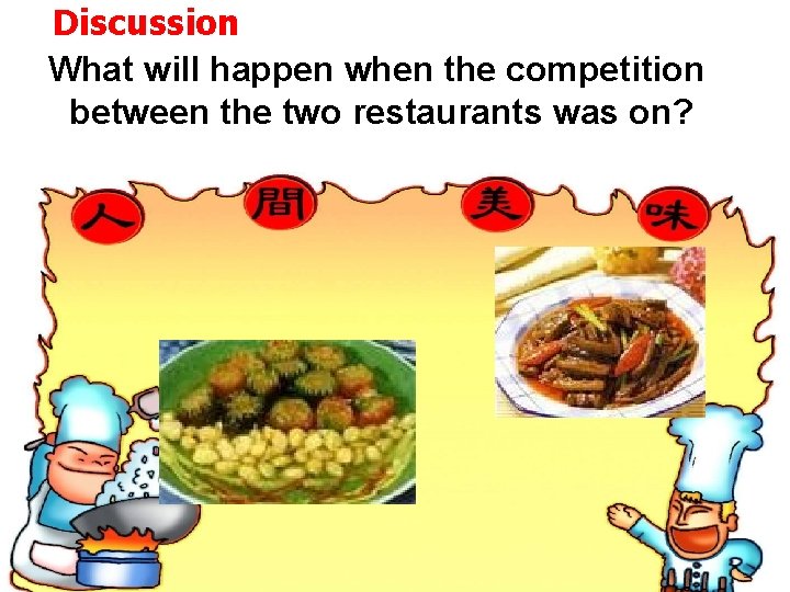 Discussion What will happen when the competition between the two restaurants was on? Discussion What will happen when the competition between the two restaurants was on?