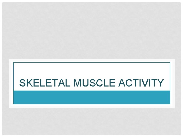 SKELETAL MUSCLE ACTIVITY 