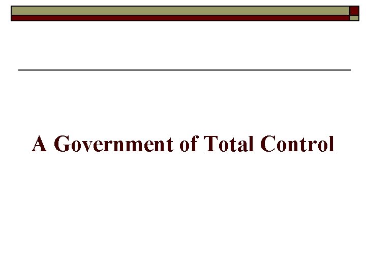 A Government of Total Control 