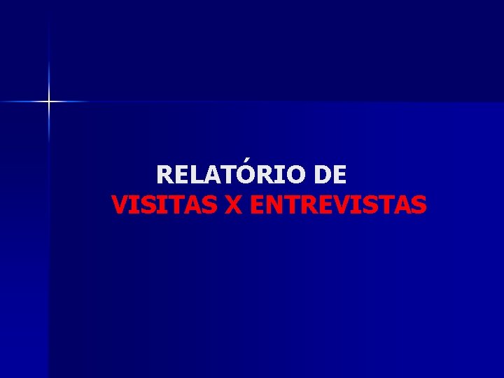 RELATÓRIO DE VISITAS X ENTREVISTAS 