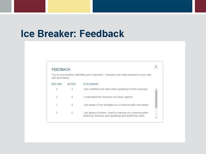 Ice Breaker: Feedback 