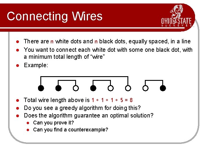 Connecting Wires There are n white dots and n black dots, equally spaced, in