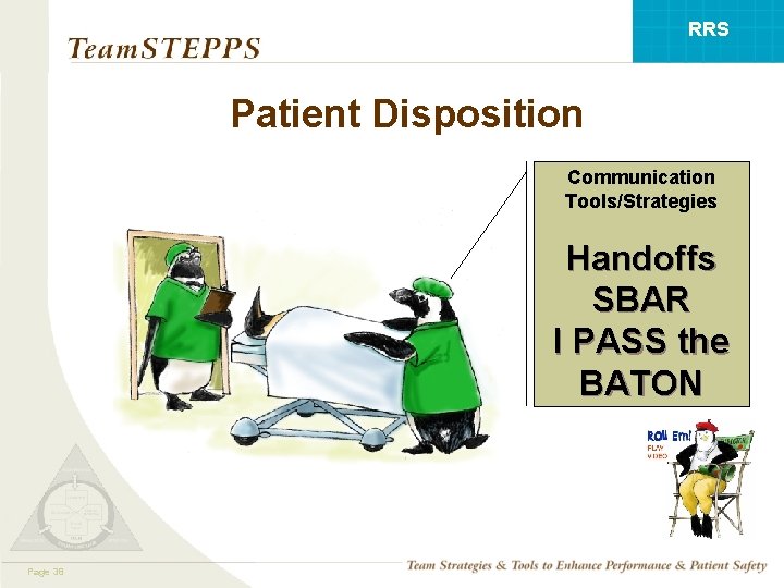 RRS Patient Disposition Communication Tools/Strategies Handoffs SBAR I PASS the BATON Mod 138 Page