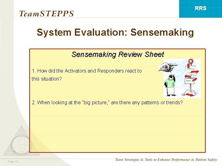 RRS System Evaluation: Sensemaking Review Sheet 1. How did the Activators and Responders react