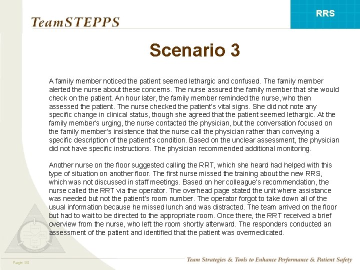RRS Scenario 3 A family member noticed the patient seemed lethargic and confused. The