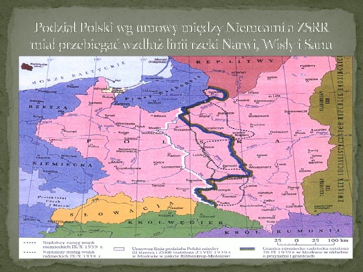 Podział Polski wg umowy między Niemcami a ZSRR miał przebiegać wzdłuż linii rzeki Narwi,