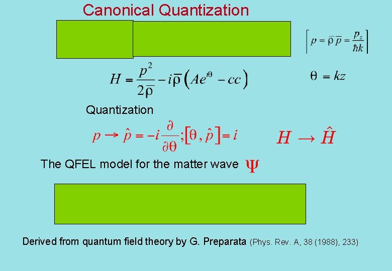 Canonical Quantization The QFEL model for the matter wave Derived from quantum field theory