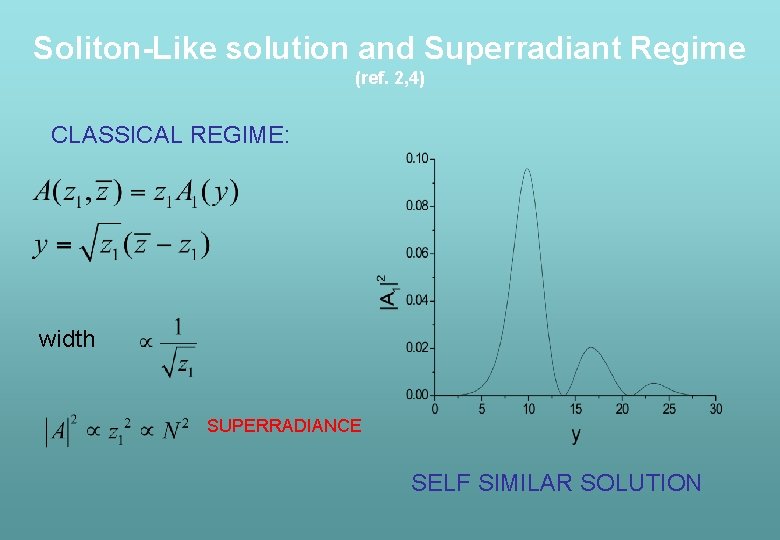 Soliton-Like solution and Superradiant Regime (ref. 2, 4) CLASSICAL REGIME: width SUPERRADIANCE SELF SIMILAR