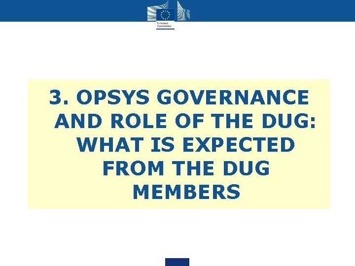 3. OPSYS GOVERNANCE AND ROLE OF THE DUG: WHAT IS EXPECTED FROM THE DUG 3. OPSYS GOVERNANCE AND ROLE OF THE DUG: WHAT IS EXPECTED FROM THE DUG