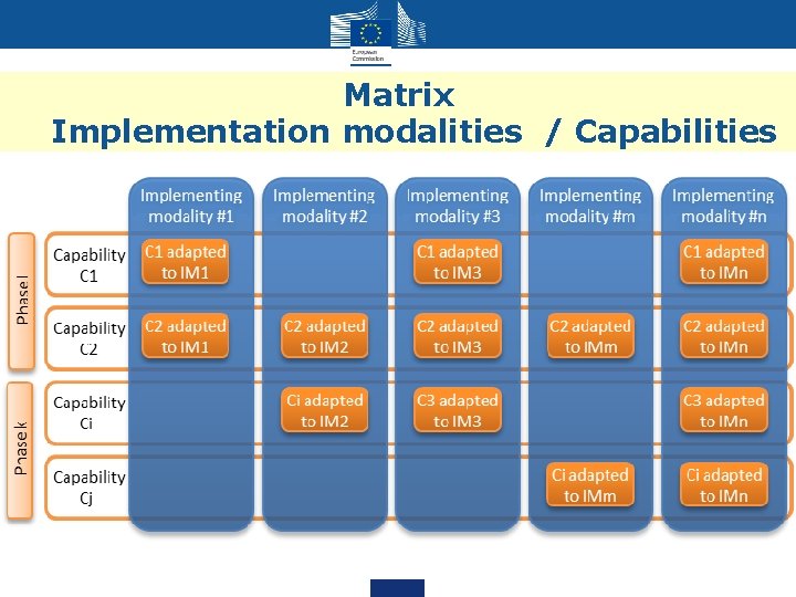 Matrix Implementation modalities / Capabilities Matrix Implementation modalities / Capabilities