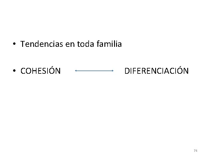  • Tendencias en toda familia • COHESIÓN DIFERENCIACIÓN 74 