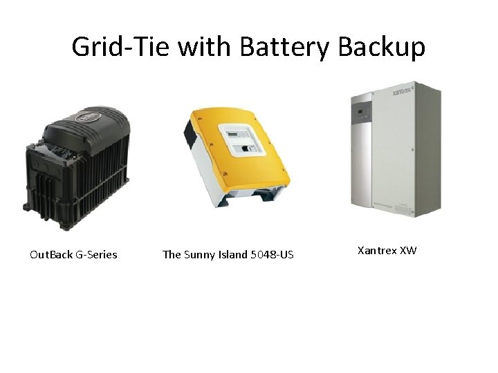 Grid-Tie with Battery Backup Out. Back G-Series The Sunny Island 5048 -US Xantrex XW