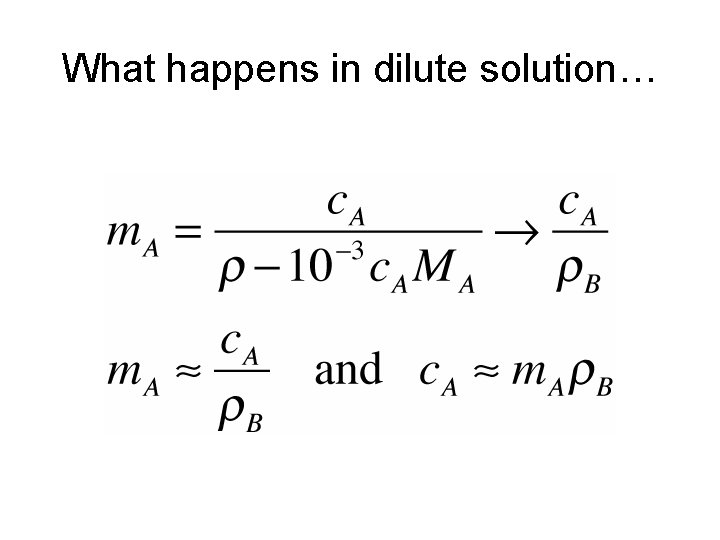 What happens in dilute solution… What happens in dilute solution…