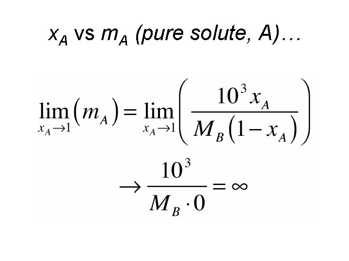 x. A vs m. A (pure solute, A)… x. A vs m. A (pure solute, A)…