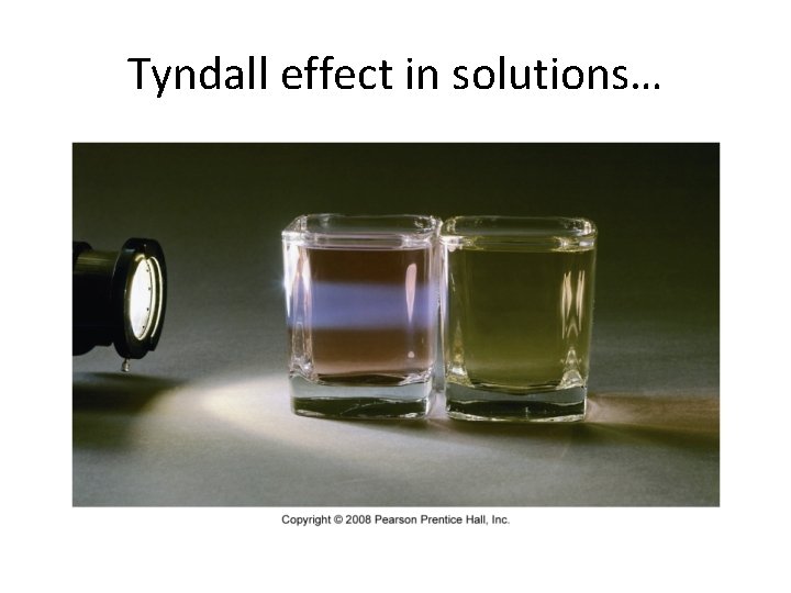 Tyndall effect in solutions… Tyndall effect in solutions…