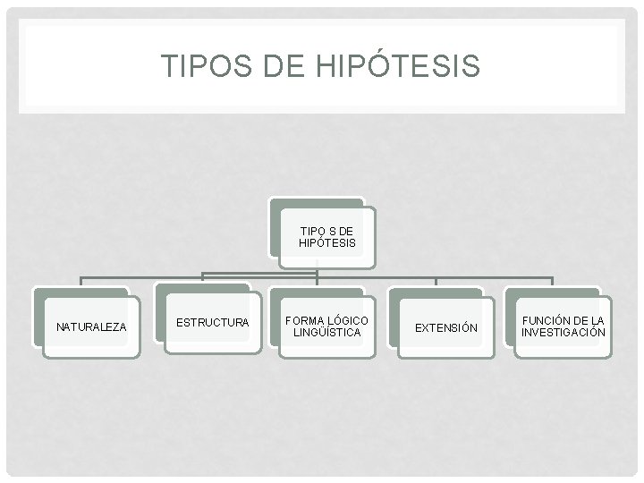 TIPOS DE HIPÓTESIS TIPO S DE HIPÓTESIS NATURALEZA ESTRUCTURA FORMA LÓGICO LINGÜÍSTICA EXTENSIÓN FUNCIÓN