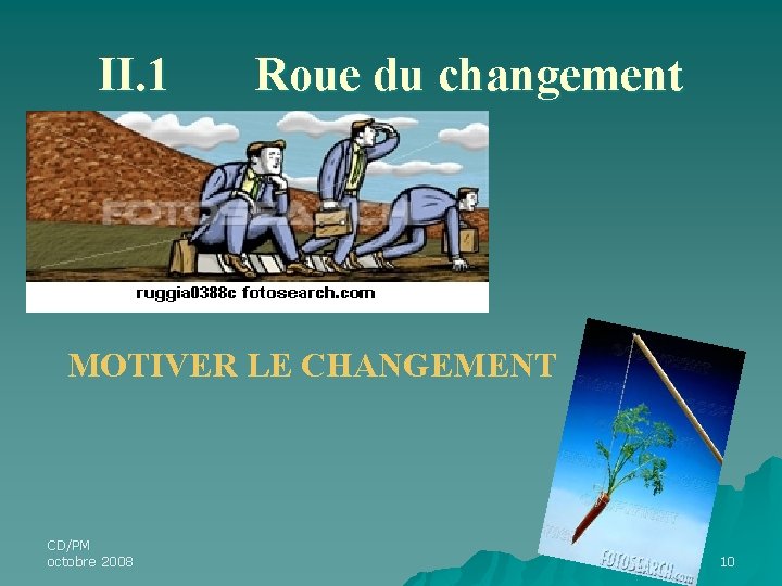II. 1 Roue du changement MOTIVER LE CHANGEMENT CD/PM octobre 2008 10 II. 1 Roue du changement MOTIVER LE CHANGEMENT CD/PM octobre 2008 10