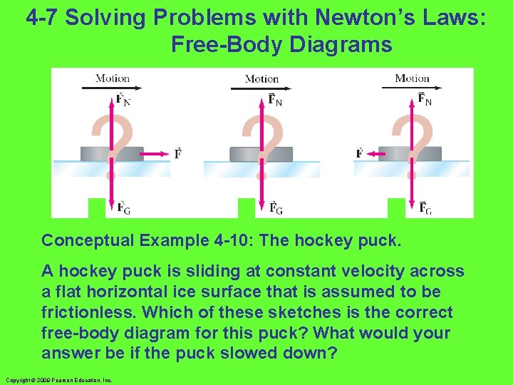 4 -7 Solving Problems with Newton’s Laws: Free-Body Diagrams Conceptual Example 4 -10: The 4 -7 Solving Problems with Newton’s Laws: Free-Body Diagrams Conceptual Example 4 -10: The