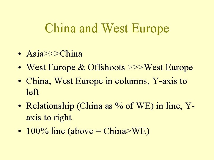 China and West Europe • Asia>>>China • West Europe & Offshoots >>>West Europe •