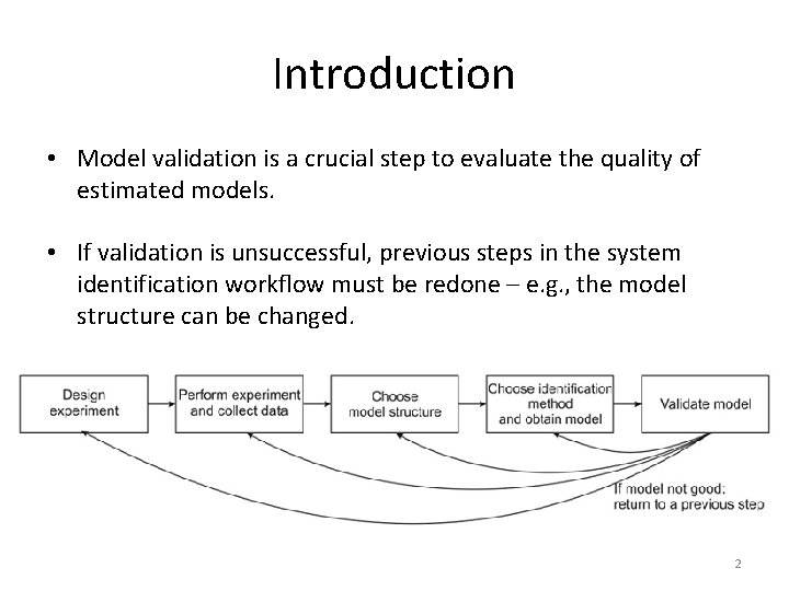 Introduction • Model validation is a crucial step to evaluate the quality of estimated