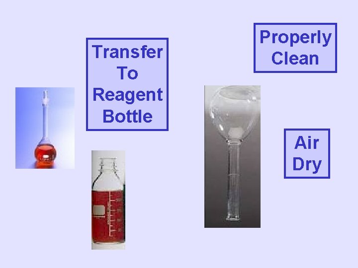 Transfer To Reagent Bottle Properly Clean Air Dry 