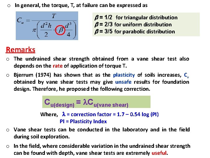 o In general, the torque, T, at failure can be expressed as b =
