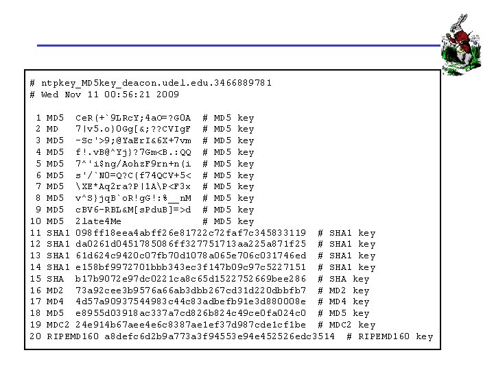 # ntpkey_MD 5 key_deacon. udel. edu. 3466889781 # Wed Nov 11 00: 56: 21 # ntpkey_MD 5 key_deacon. udel. edu. 3466889781 # Wed Nov 11 00: 56: 21