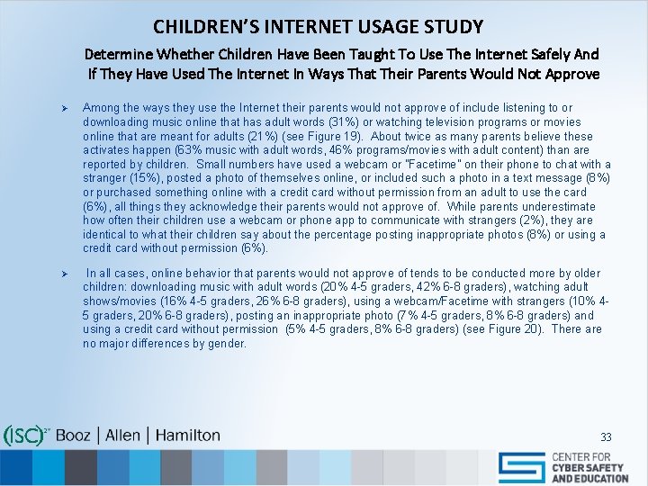 CHILDREN’S INTERNET USAGE STUDY Determine Whether Children Have Been Taught To Use The Internet