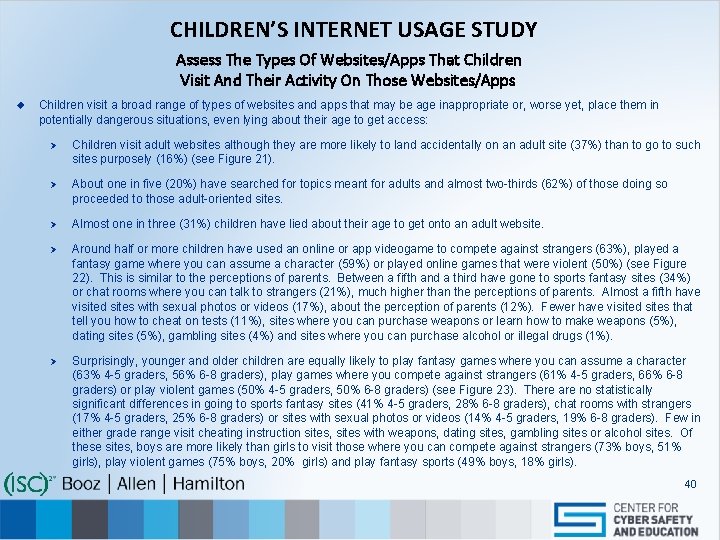 CHILDREN’S INTERNET USAGE STUDY Assess The Types Of Websites/Apps That Children Visit And Their