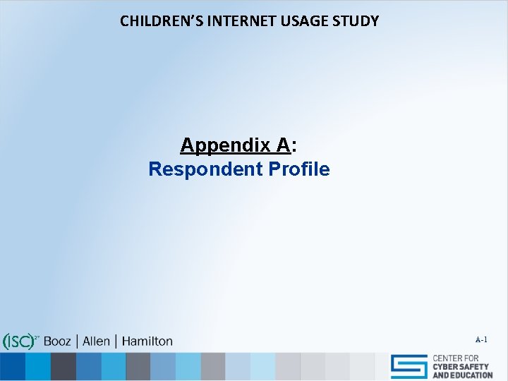 CHILDREN’S INTERNET USAGE STUDY Appendix A: Respondent Profile A-1 