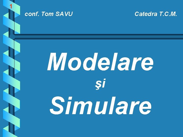 1 conf. Tom SAVU Catedra T. C. M. Modelare şi Simulare 