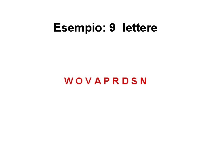 Esempio: 9 lettere WOVAPRDSN 