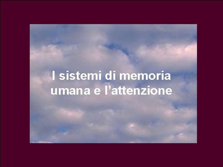 I sistemi di memoria umana e l’attenzione 