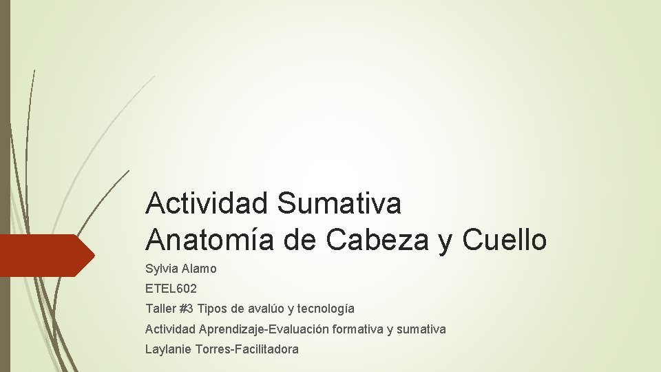 Actividad Sumativa Anatomía de Cabeza y Cuello Sylvia Alamo ETEL 602 Taller #3 Tipos