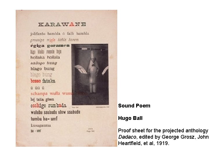 Sound Poem Hugo Ball Proof sheet for the projected anthology Dadaco, edited by George