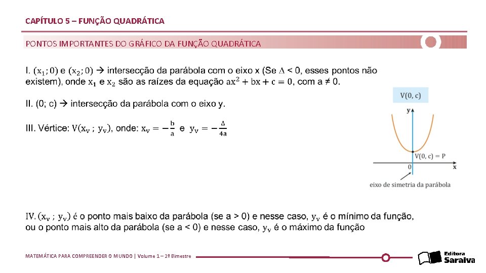 CAPÍTULO 5 – FUNÇÃO QUADRÁTICA PONTOS IMPORTANTES DO GRÁFICO DA FUNÇÃO QUADRÁTICA MATEMÁTICA PARA