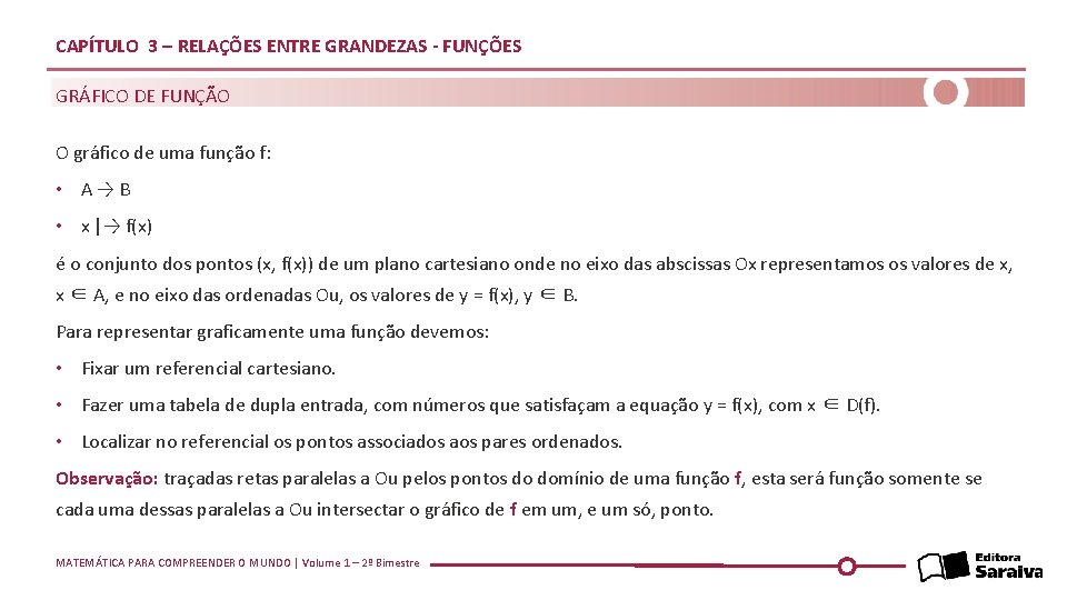 CAPÍTULO 3 – RELAÇÕES ENTRE GRANDEZAS - FUNÇÕES GRÁFICO DE FUNÇÃO O gráfico de