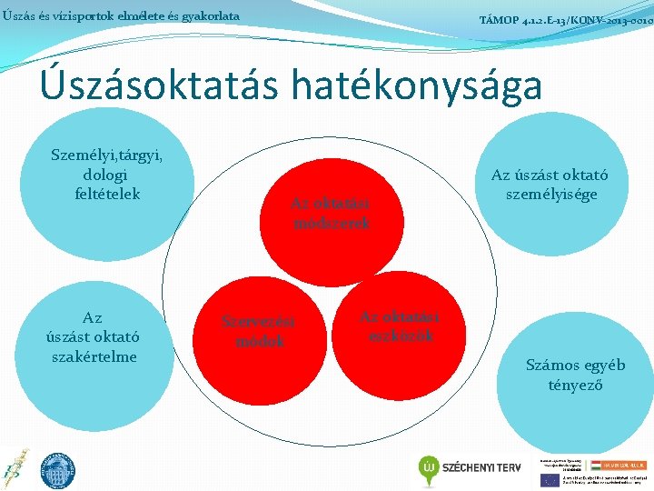 Úszás és vízisportok elmélete és gyakorlata TÁMOP 4. 1. 2. E-13/KONV-2013 -0010 Úszásoktatás hatékonysága