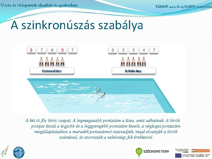 Úszás és vízisportok elmélete és gyakorlata TÁMOP 4. 1. 2. E-13/KONV-2013 -0010 A szinkronúszás