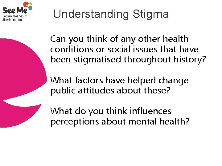 Understanding Stigma Can you think of any other health conditions or social issues that