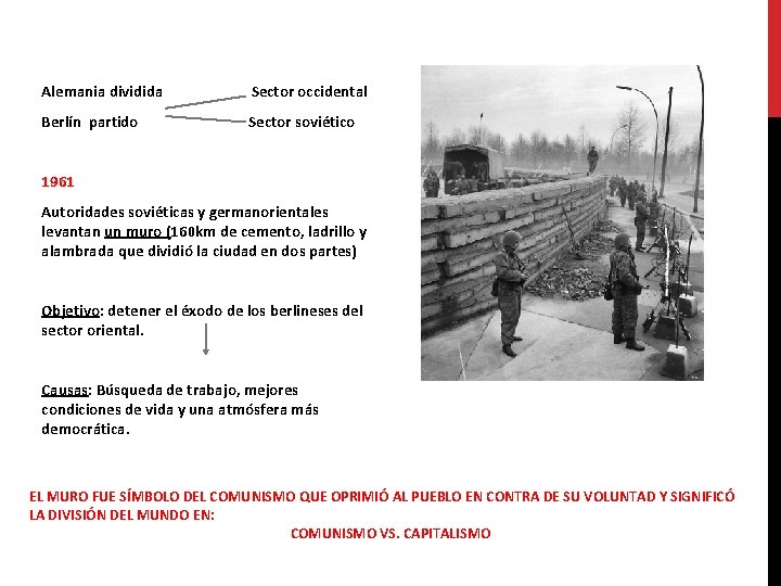 Alemania dividida Sector occidental Berlín partido Sector soviético 1961 Autoridades soviéticas y germanorientales levantan