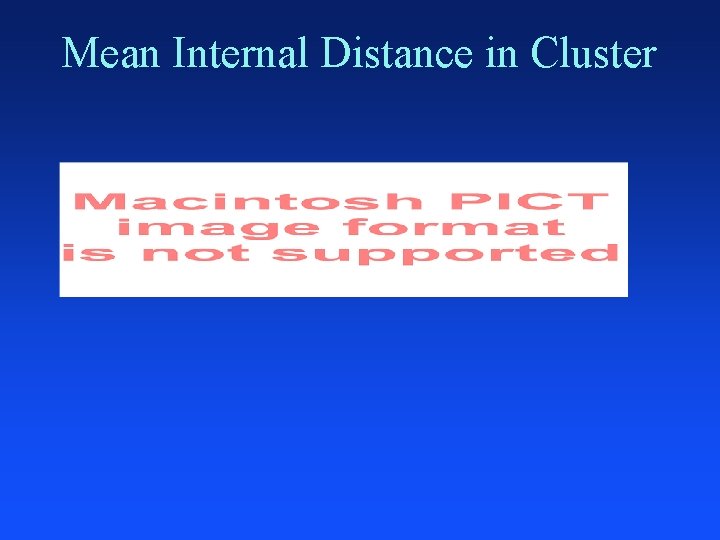 Mean Internal Distance in Cluster 