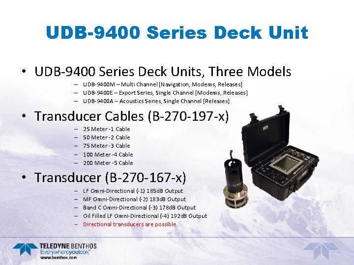 UDB-9400 Series Deck Unit • UDB-9400 Series Deck Units, Three Models – UDB-9400 M