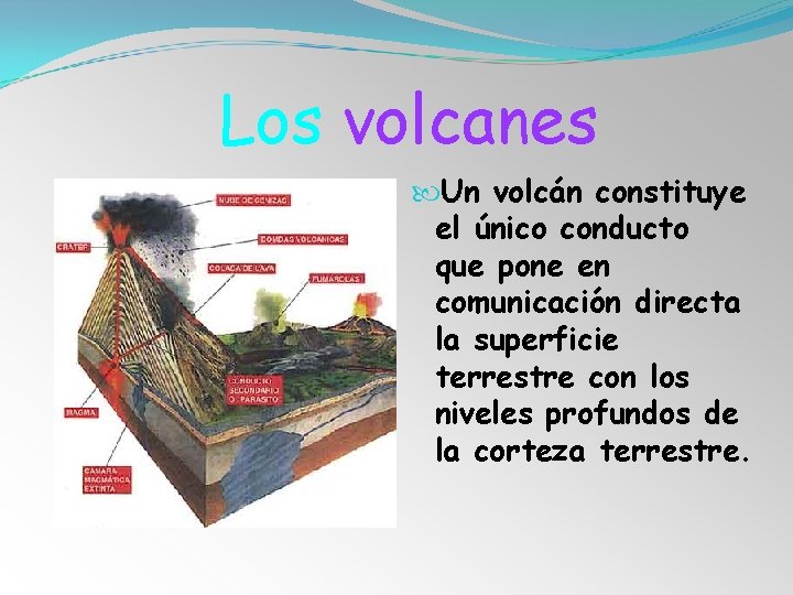 Los volcanes Un volcán constituye el único conducto que pone en comunicación directa la