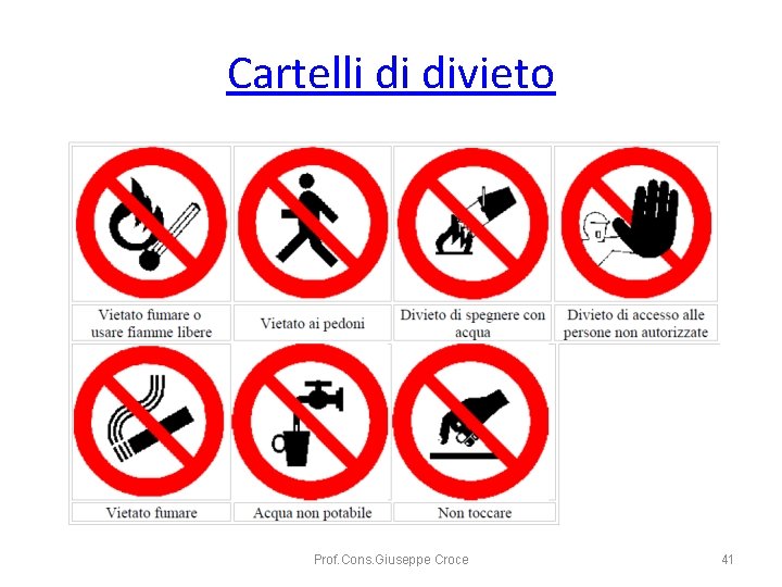 Cartelli di divieto Prof. Cons. Giuseppe Croce 41 