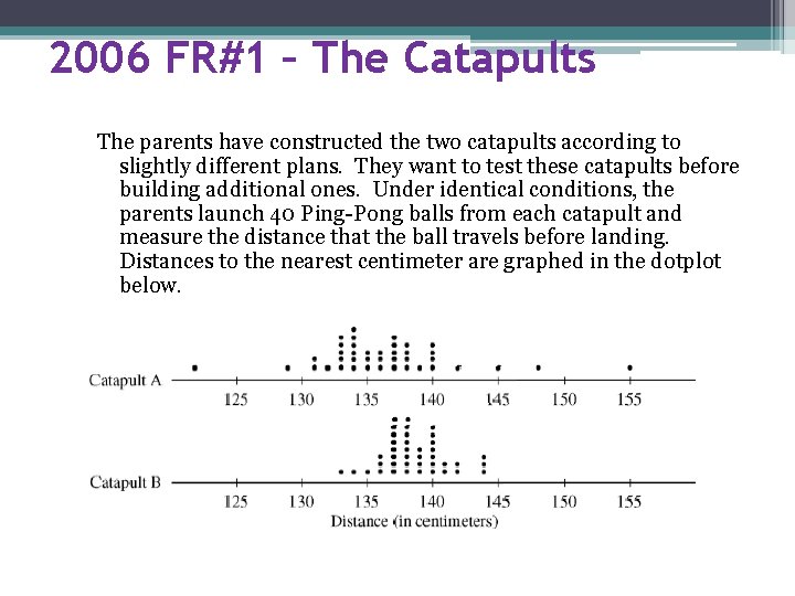2006 FR#1 – The Catapults The parents have constructed the two catapults according to 2006 FR#1 – The Catapults The parents have constructed the two catapults according to