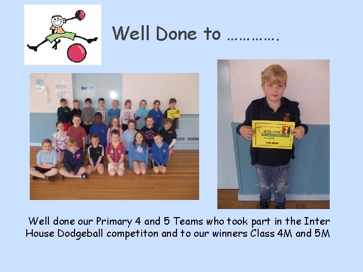 Well Done to …………. Well done our Primary 4 and 5 Teams who took
