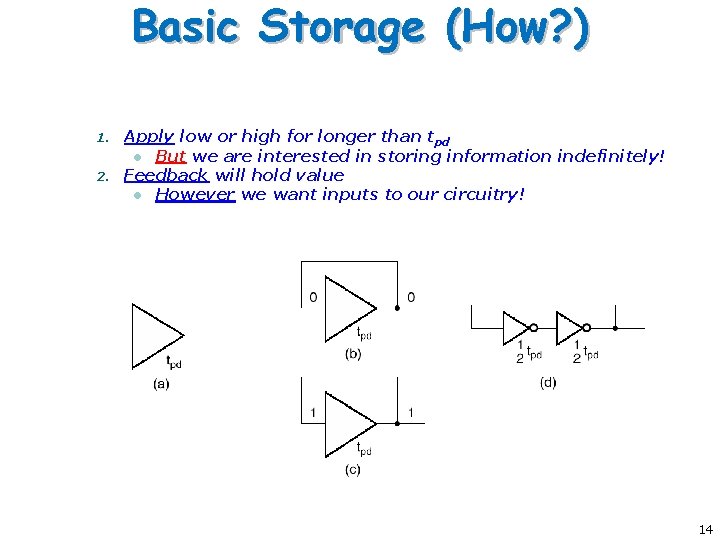 Basic Storage (How? ) 1. 2. Apply low or high for longer than tpd Basic Storage (How? ) 1. 2. Apply low or high for longer than tpd