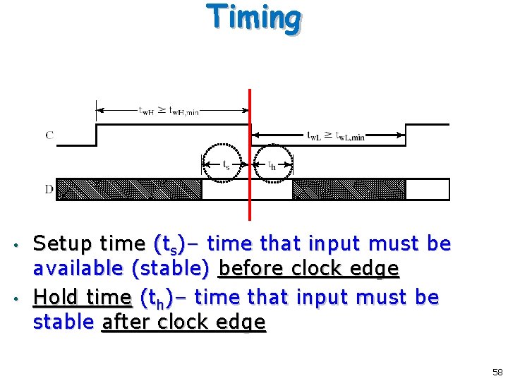 Timing • • Setup time (ts)– time that input must be available (stable) before Timing • • Setup time (ts)– time that input must be available (stable) before