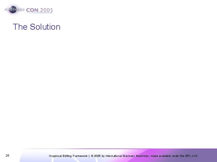 The Solution 25 Graphical Editing Framework | © 2005 by International Business Machines; made